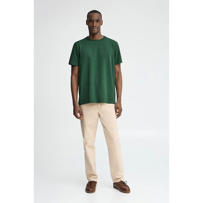 Camiseta verde botella de cuello redondo con parche Polo Club