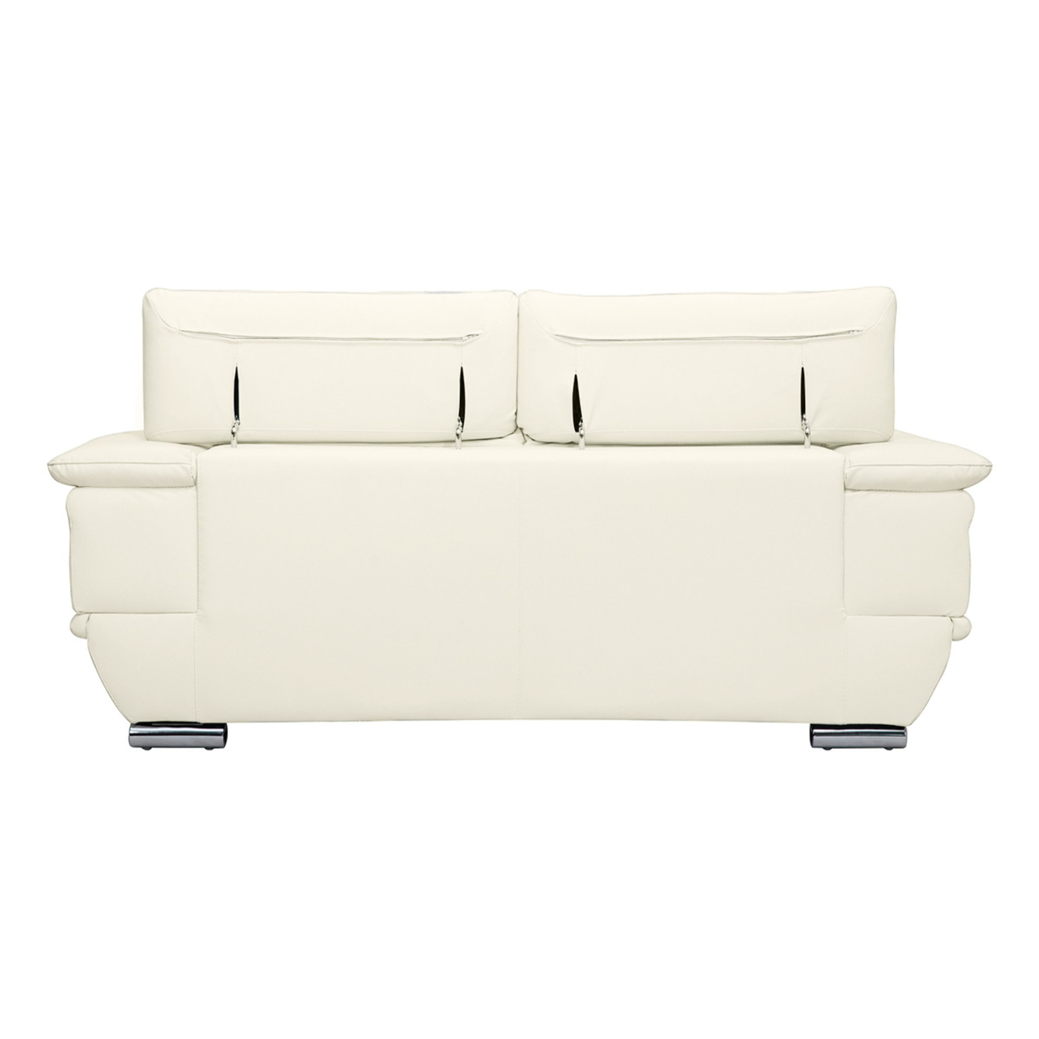 Canapé design avec têtières ajustables 2 places cuir blanc et acier chromé EWING