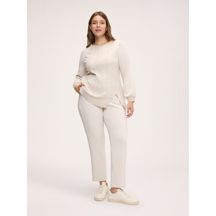 Fiorella Rubino - Jogger in misto modal con coulisse - Bianco