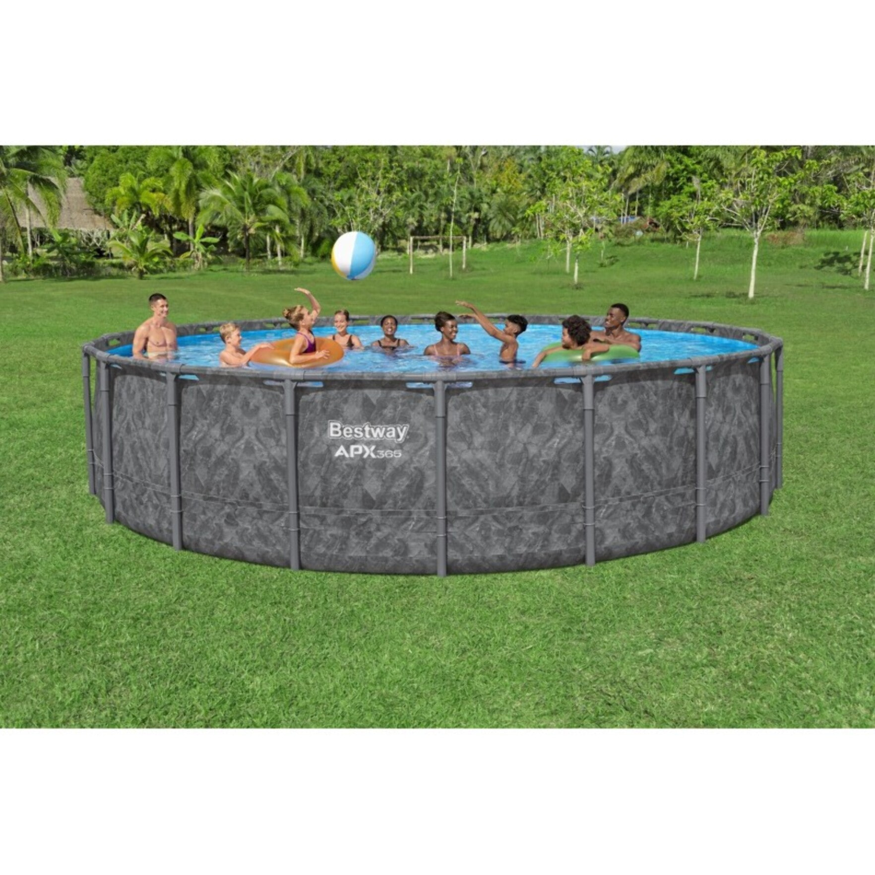 Bestway Piscine hors sol tubulaire ronde Bestway APX 365 610 x 132 cm gris sans accessoires