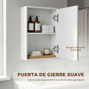 Armario de Baño de Pared, Mueble de Baño Colgar, Puerta con Cierre Suave, Estante Ajustable, para Cocina, Lavadero, 30x14x50 cm, Blanco