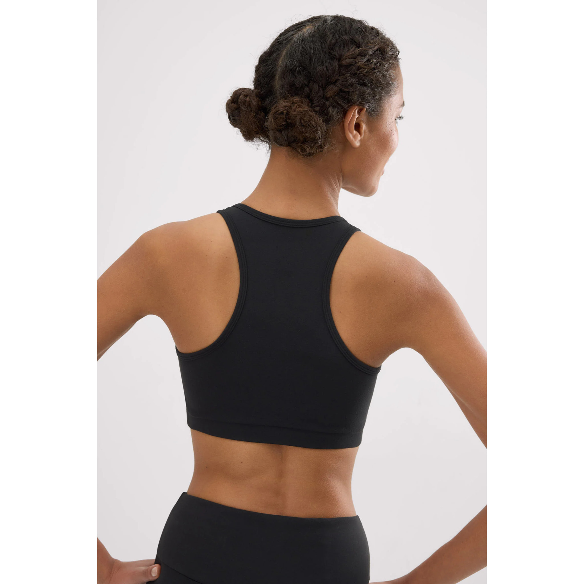 Reggiseno sportivo color block in cotone nero