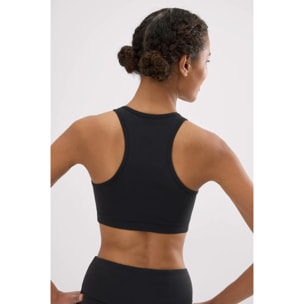 Reggiseno sportivo color block in cotone nero