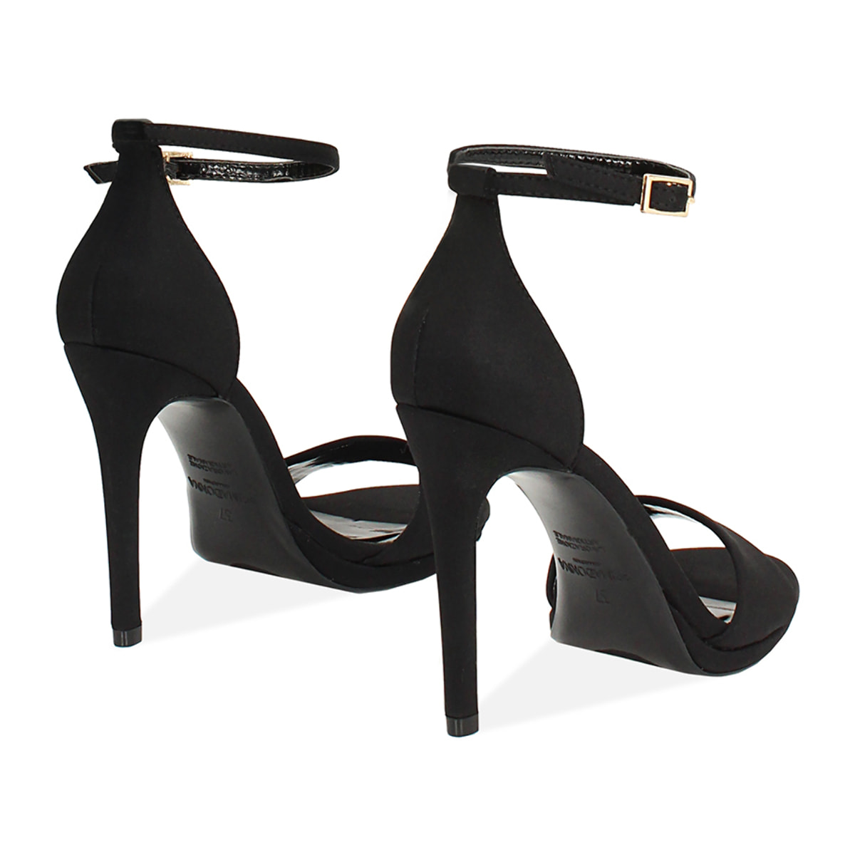 Sandalo con tacco donna nero con plateau, tacco 10 cm