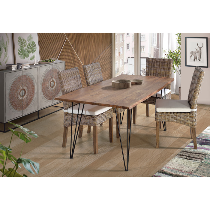 Mesas de Comedor de Madera de Acacia 160 Cm Estilo Industrial Moderno