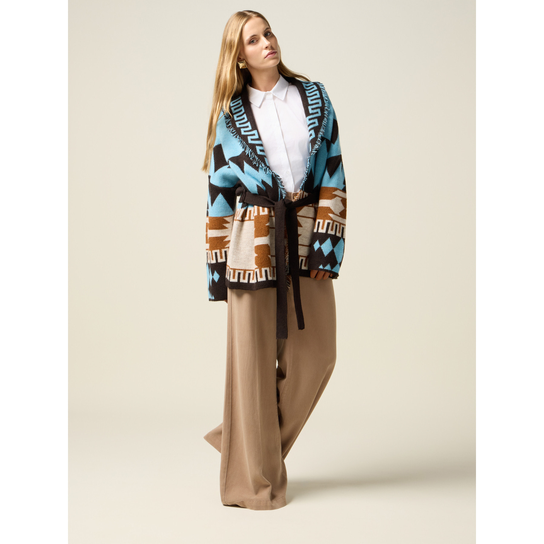 Oltre - Pantaloni palazzo in tencel - Beige