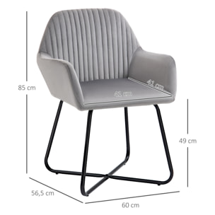 Butaca de Salón Sillón de Salón Tapizado en Terciopelo con Asiento Acolchado Base Metálica Cruzada Sillón Lectura para Sala de Estar Dormitorio Gris