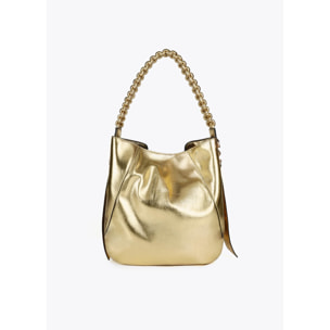 Shopper con Manico Intrecciato Effetto Pelle