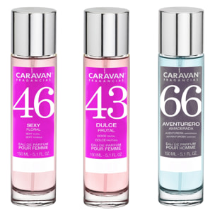 3x caravan perfumes de mujer nº43 nº46 de 150ml y perfume de hombre nº66 - 150ml