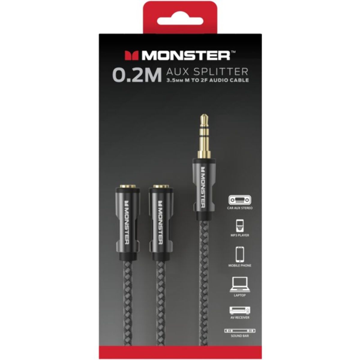 Câble Jack MONSTERCABLE REPARTITEUR JACK 3.5 MM M/2F 0.15M