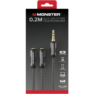 Câble Jack MONSTERCABLE REPARTITEUR JACK 3.5 MM M/2F 0.15M