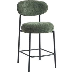 Lot de 2 tabourets de bar en tissu chenille - ORLA