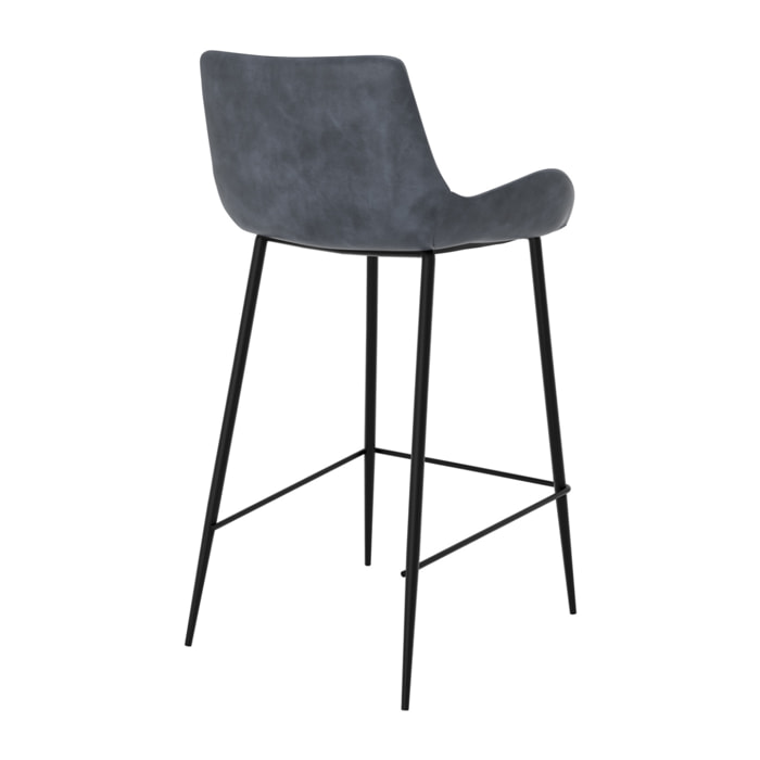 Lot de 2 chaises pour îlot central 65 cm en synthétique gris/noir - Pirata