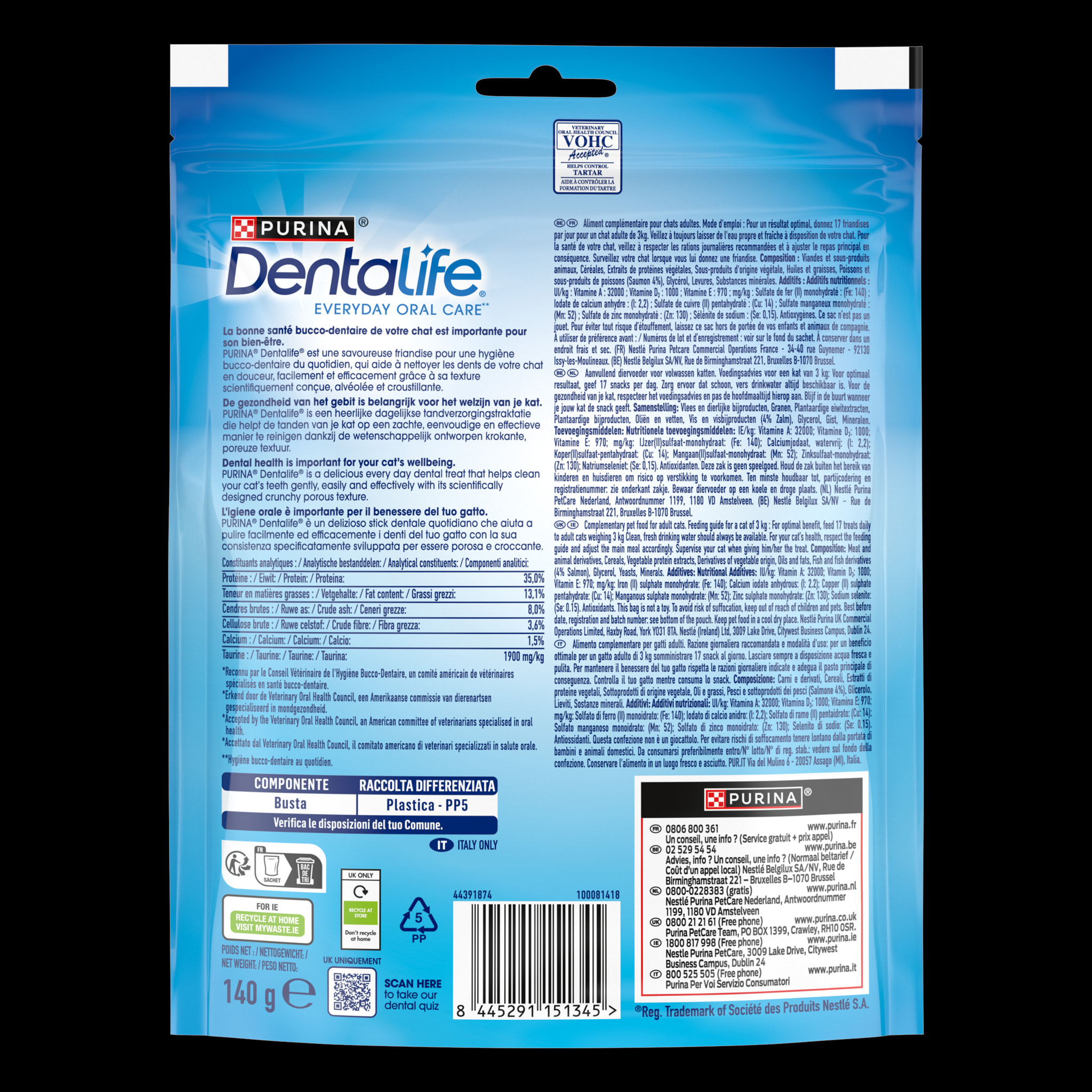 DENTALIFE Chat Friandises Saumon 140g - Lot de 5
