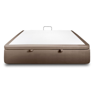 Sommier Coffre en velours chic - Grand coffre et ouverture facile - Montage rapide, adapté à tous les matelas - Hauteur Totale de 39cm - Finition élégante - 2 places