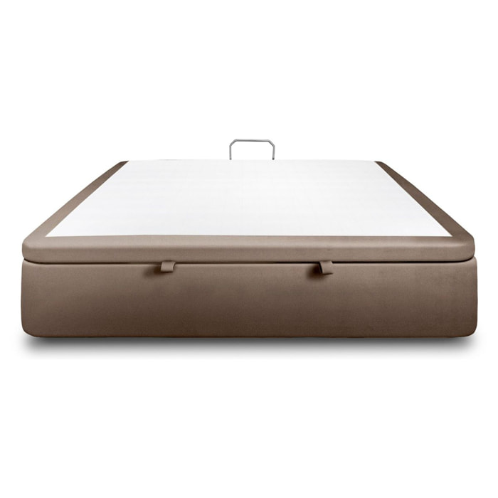 Sommier Coffre en velours chic - Grand coffre et ouverture facile - Montage rapide, adapté à tous les matelas - Hauteur Totale de 39cm - Finition élégante - 2 places
