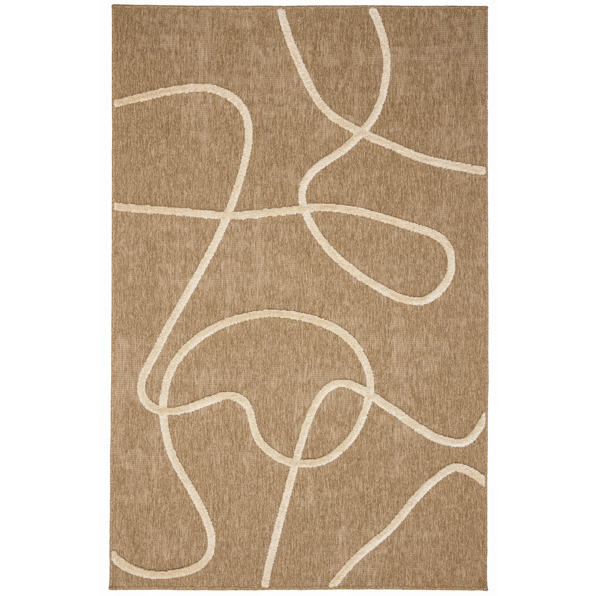 PALMA - Tapis aspect jute à motif ligne en relief - Blanc