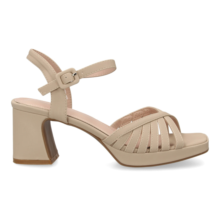 Sandalia tacón ancho plataforma elegante para mujer