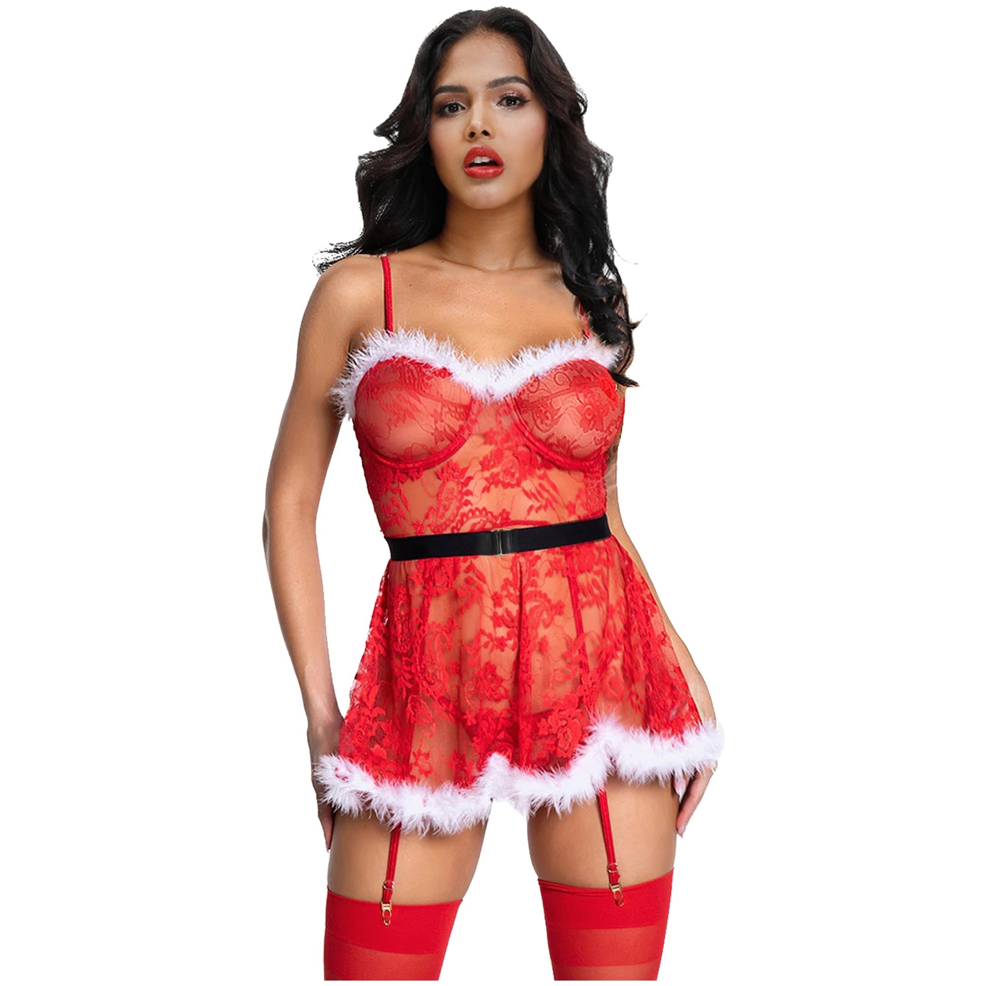 Babydoll floral sexy de navidad