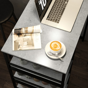 Conjunto de Mesa Alta de Bar con 2 Taburetes Mesa Alta de Cocina con Taburetes Estantes Laterales Asiento Acolchado y Barra para Descanso de Pies para Comedor Gris Oscuro