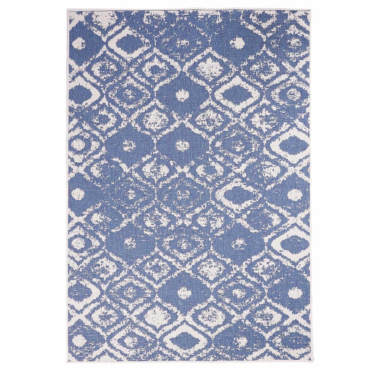 Tapis d'extérieur Reversible Culu bleu et blanc