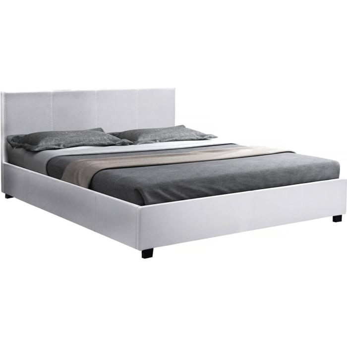 Lit double avec coffre "Carla" - 140 x 190 cm - Blanc