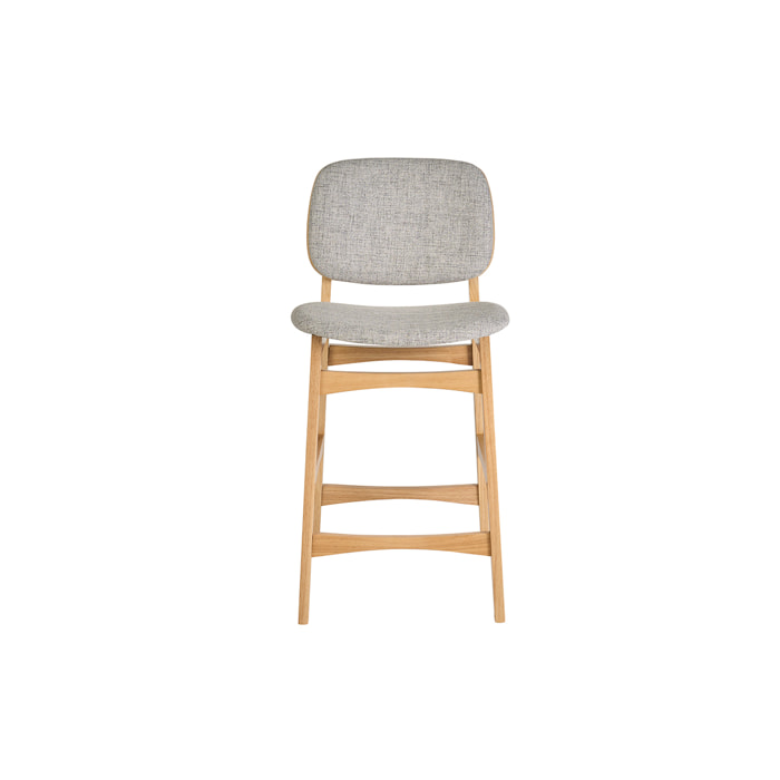Tabourets scandinaves en bois clair frêne et tissu gris clair H66 cm (lot de 2) SOQUETTE