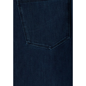 Jeans skinny in denim navetta scuro con cuciture in tono colore