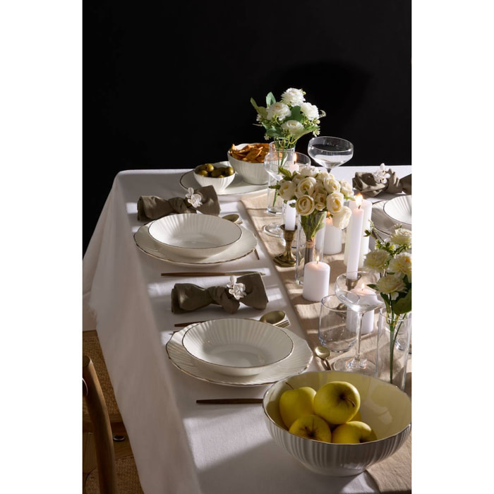 Lot de 6 assiettes plates Daphné ronde D.27cm blanc