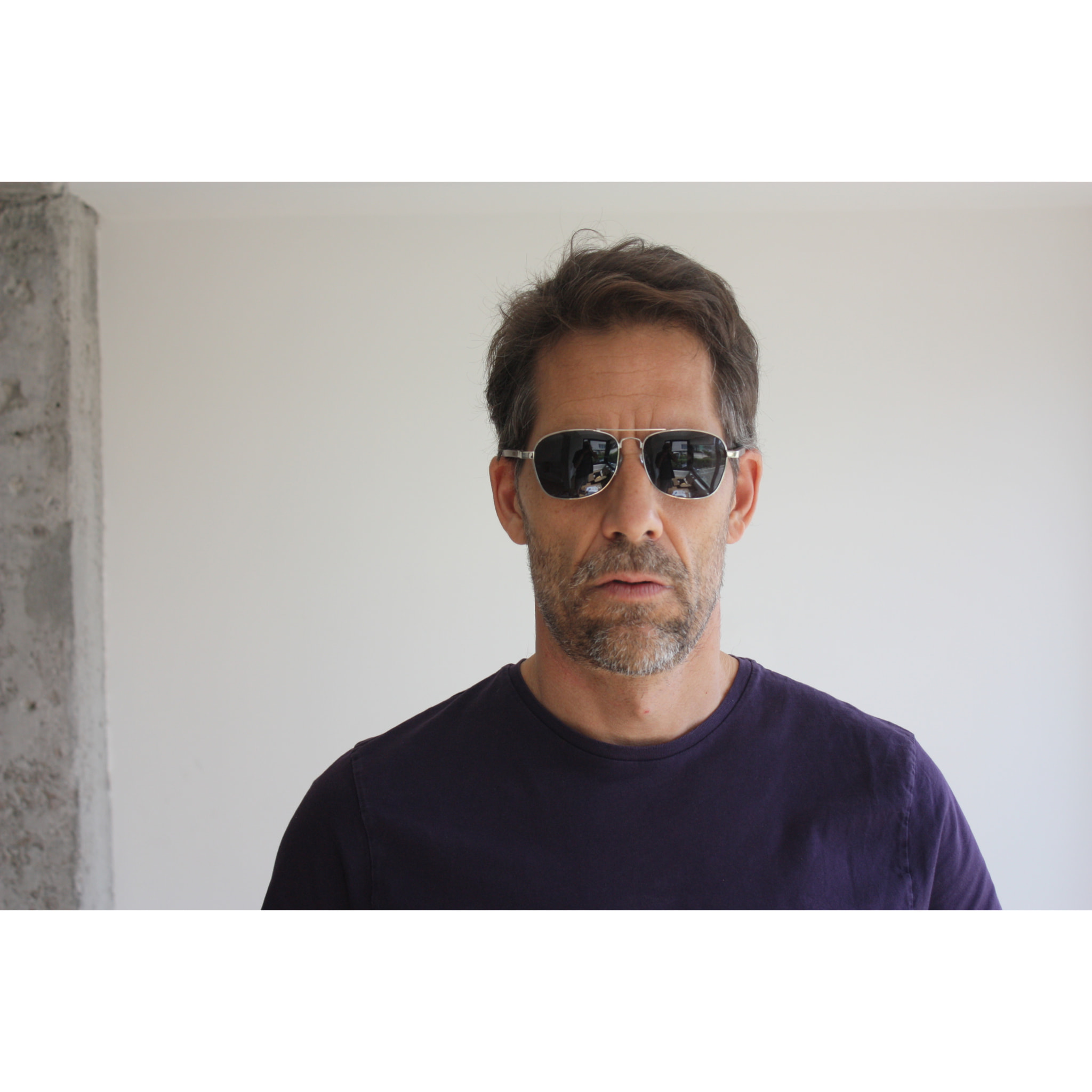 Gafas de sol OCEAN SORRENTO - De brazo de madera de peral azul oscuro con montura frontal de metal azul claro y plata brillante / Ahumada