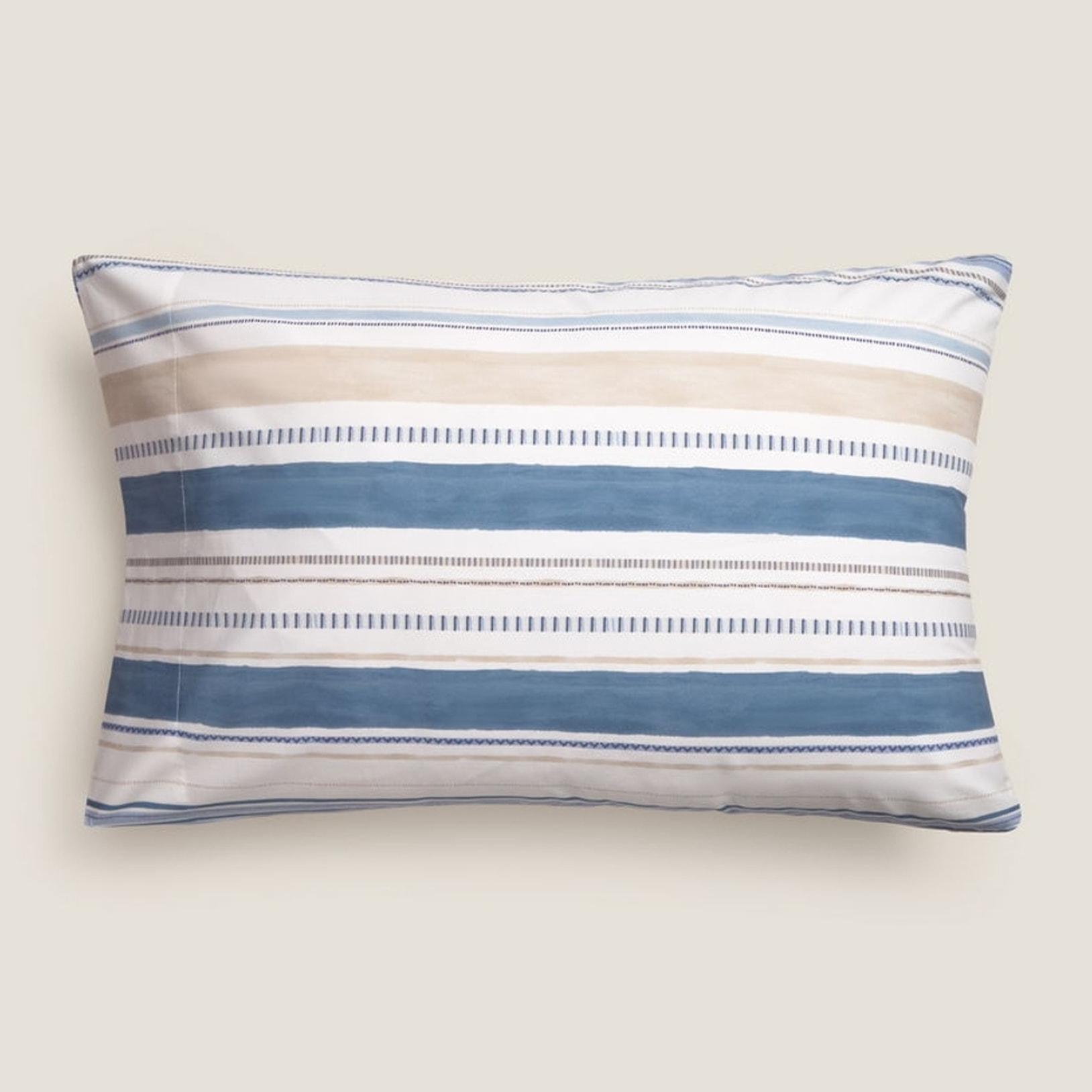 Funda de almohada de algodón 180 hilos rayas Drea color azul 100% Algodón percal