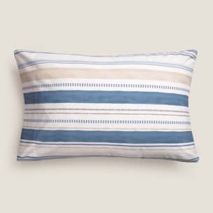 Funda de almohada de algodón 180 hilos rayas Drea color azul 100% Algodón percal