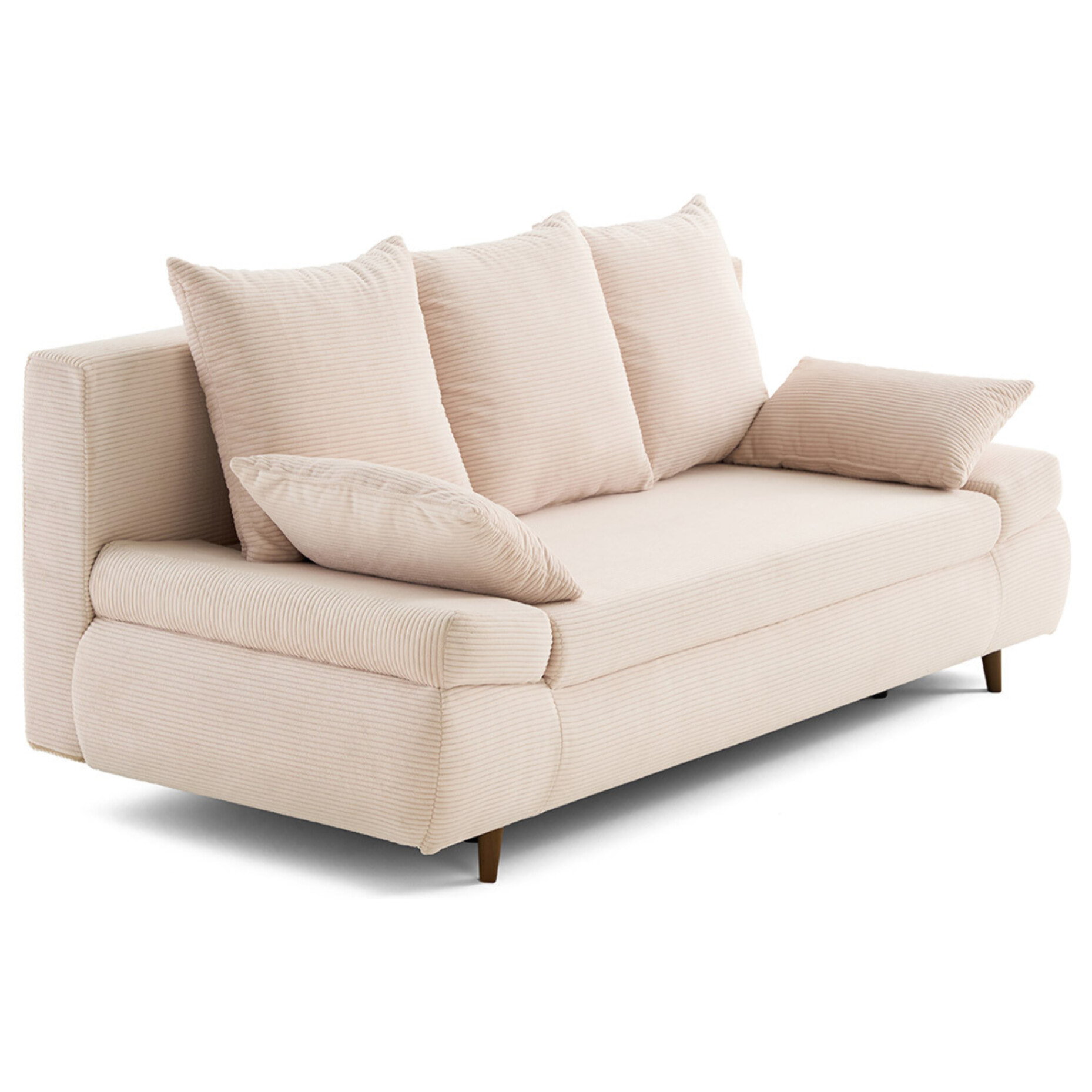 Larson - canapé droit 3 places convertible avec coffre en velours côtelé - Beige