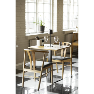 Tavolo bistrot Lignano in rovere naturale con base in metallo nero 70x70x75 cm