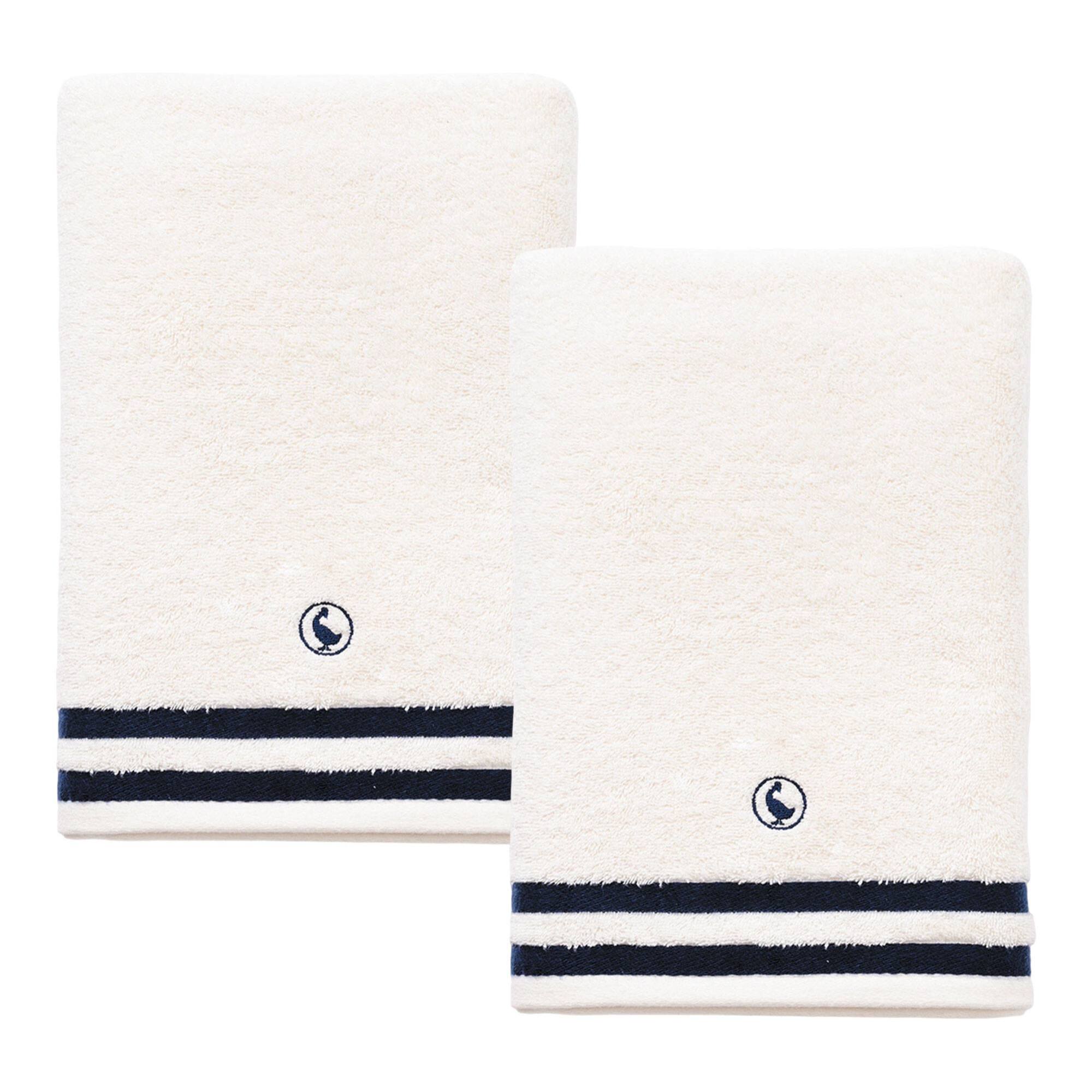 Set de 2 toallas de ducha en color blanco crudo 70x140cm 100% algodón 500gsm el ganso