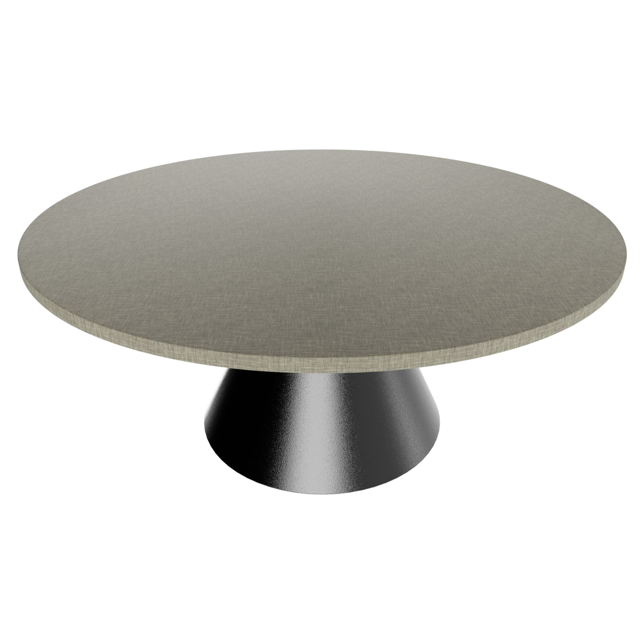 Artù Black - Tavolo da pranzo rotondo ⌀ 120 cm in legno laminato con base a cono in metallo Grigio Testurizzato