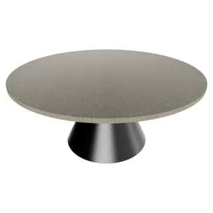 Artù Black - Tavolo da pranzo rotondo ⌀ 120 cm in legno laminato con base a cono in metallo Grigio Testurizzato