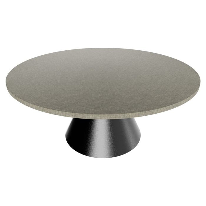 Artù Black - Tavolo da pranzo rotondo ⌀ 120 cm in legno laminato con base a cono in metallo Grigio Testurizzato