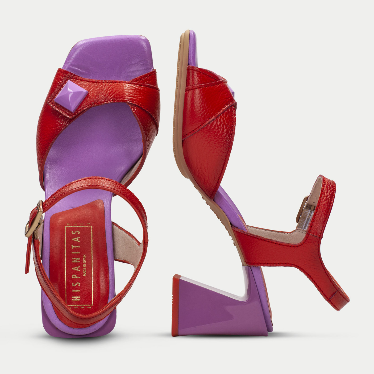 Sandalia Tacon Mallorca Violet rojo 6,5 cm