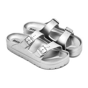 Sandalias de Niña Doble Hebilla Plata