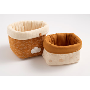 Lot de 2 panières de rangement en double gaze de coton