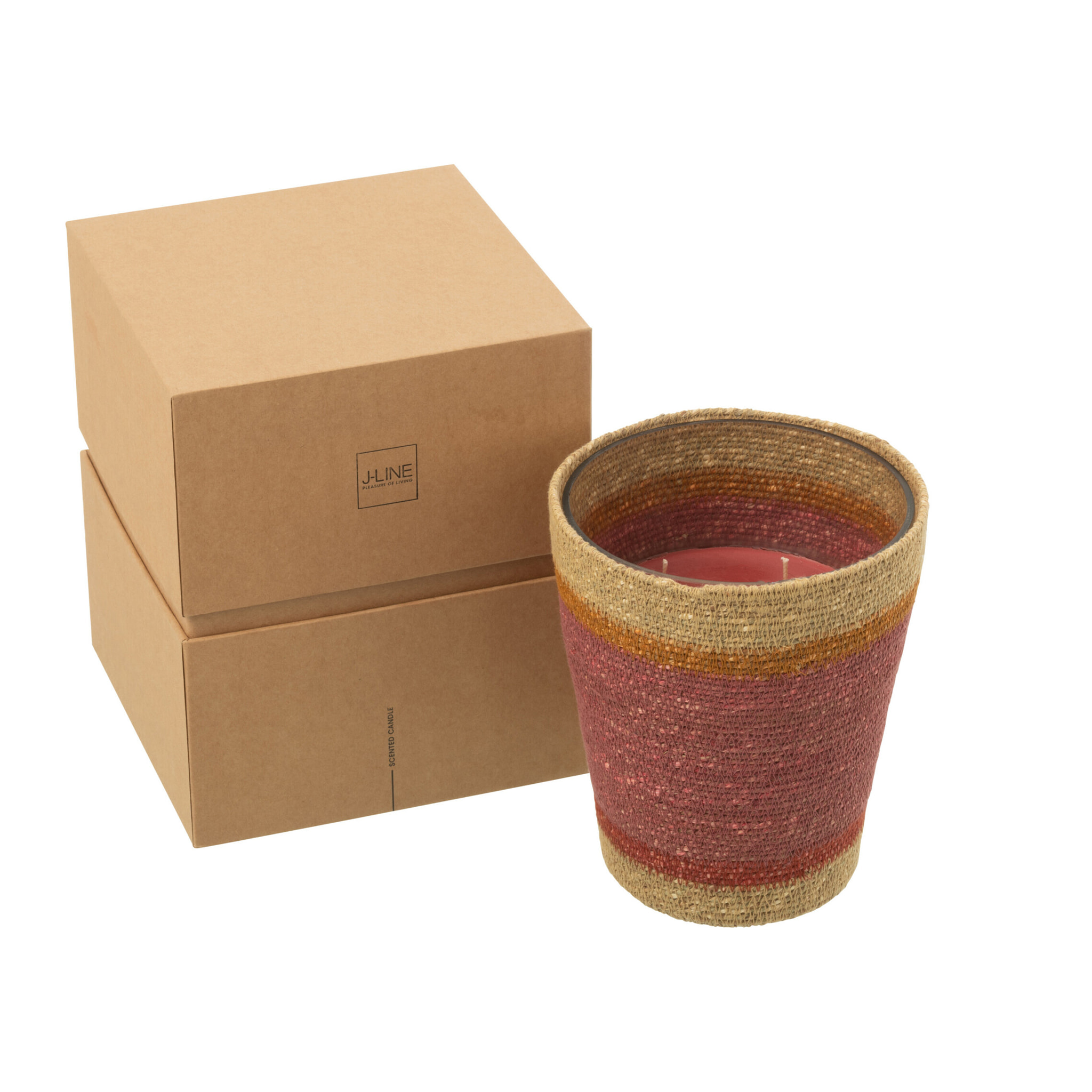 J-Line bougie parfumée Panier - Tender Rose - mix - large - 75H