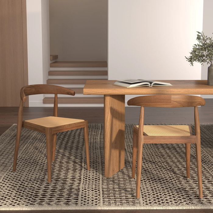 Lot de 2 chaises en bois de teck et cannage en rotin - Alia