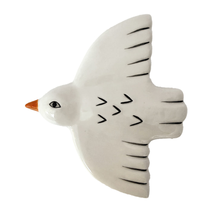Décoration murale oiseau en céramique - Blanc