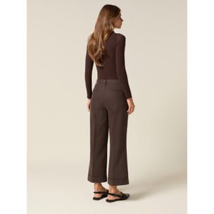 Oltre - Pantaloni cropped con risvolto - Marrone