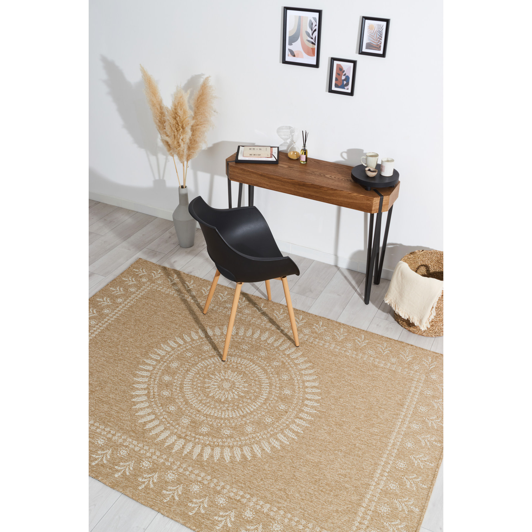 Nature - tapis effet jute blanc