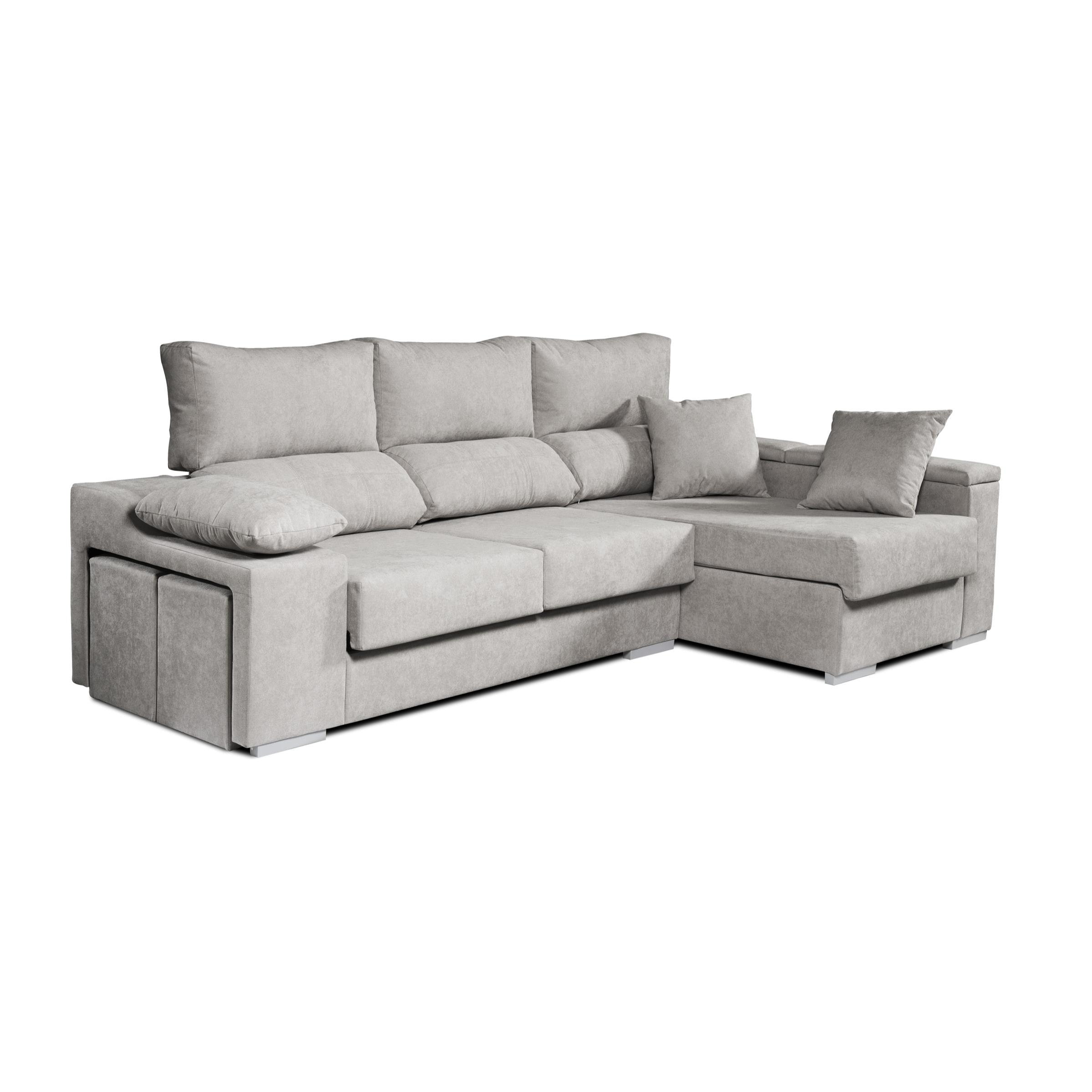 Sofá Chaiselongue Rubí de Tela Antimanchas Derecha Color Gris