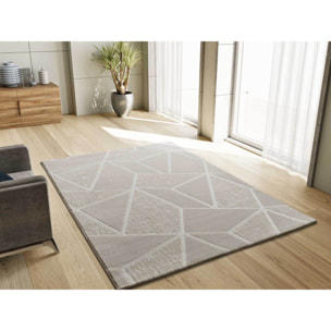 SENSATION Alfombra con motivos geométricos en relieve en blanco, varias medidas disponibles.