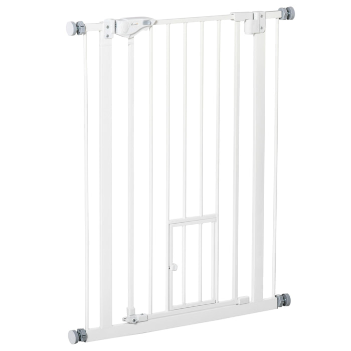 Barrera de Seguridad Perros Escaleras Puertas 74-80 cm con Puerta Altura 91,4 cm
