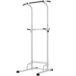 Station de traction et dips - barre de traction autoportante réglable H.176-227cm - acier blanc